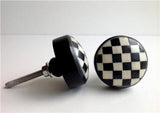 Black and White Checks on Bone Resin Cabinet Knobs Dresser Drawer Pulls-Dwyer Home Collection