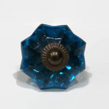 Turquoise Blue Glass Flower Cabinet Knobs Dresser Drawer Pulls-Dwyer Home Collection