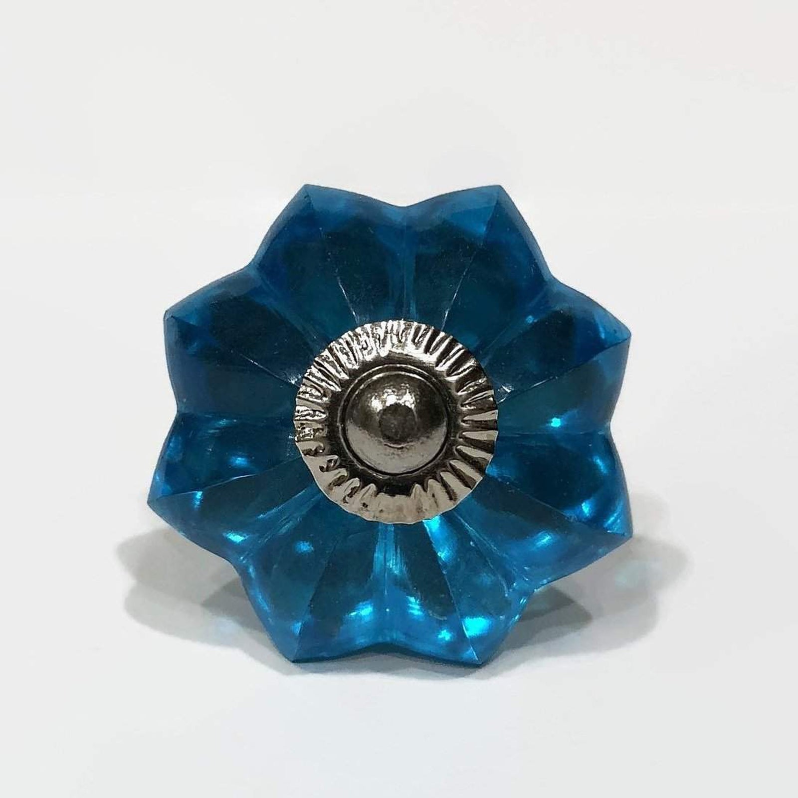 Turquoise Blue Glass Flower Cabinet Knobs Dresser Drawer Pulls-Dwyer Home Collection