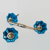 Turquoise Blue Glass Flower Cabinet Knobs Dresser Drawer Pulls-Dwyer Home Collection